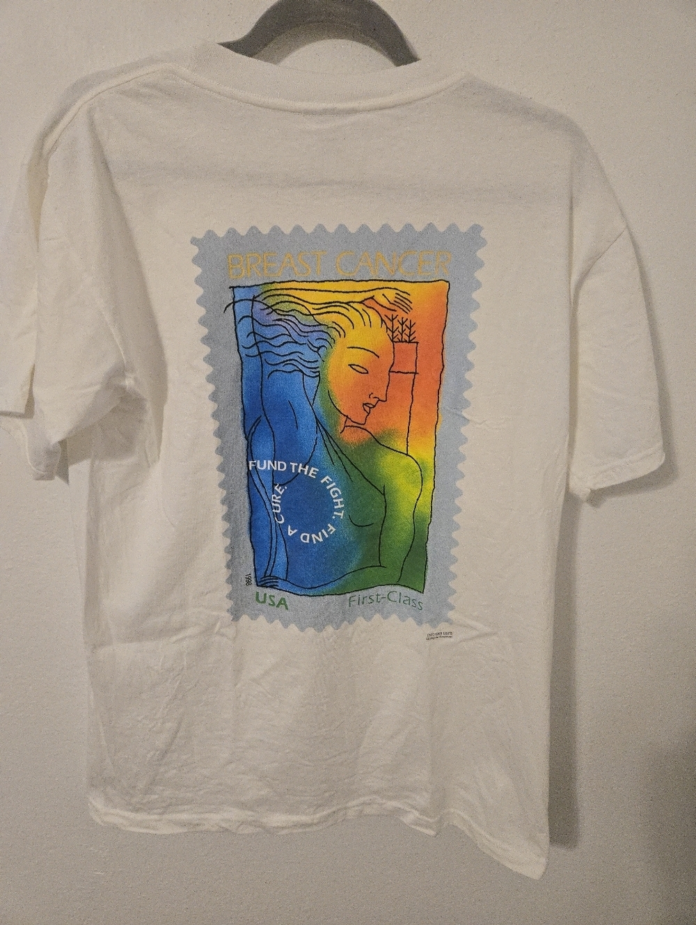 Vintage 90s USPS Breast Cancer Awareness Stamp Shirt Wild Women Medium Orlando H